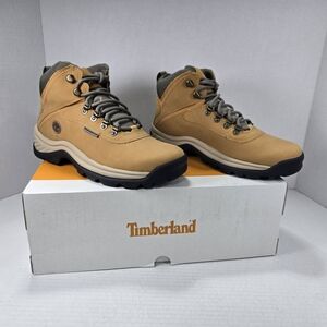 Timberland Womens White Ledge Waterproof Mid Hiker Wheat Full Grain Boots Size 8